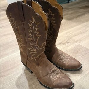 Ariat Brown Leather Western Ankle Boots